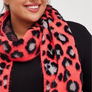 Torrid-Blanket Scarf Pink Black Leopard Print Oversized Wrap Fuzzy Warm Cozy New
